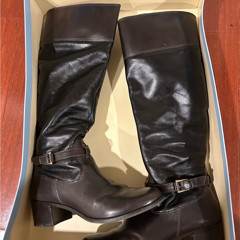 Antonio Melani Black Leather Knee-High Boots